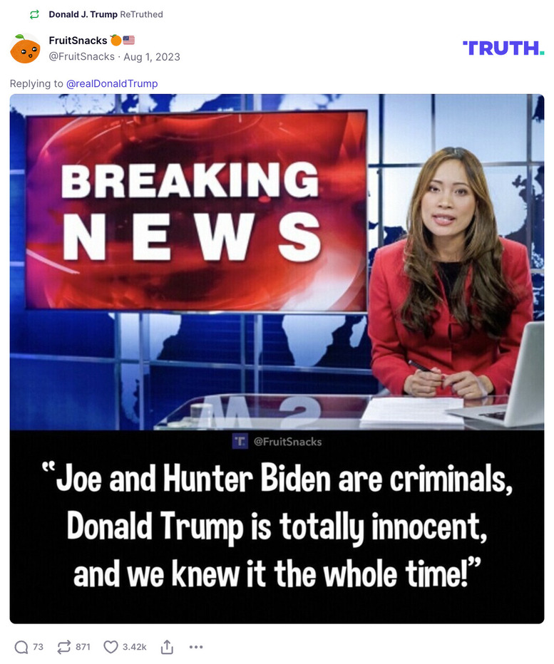 Post image from Donald Trump