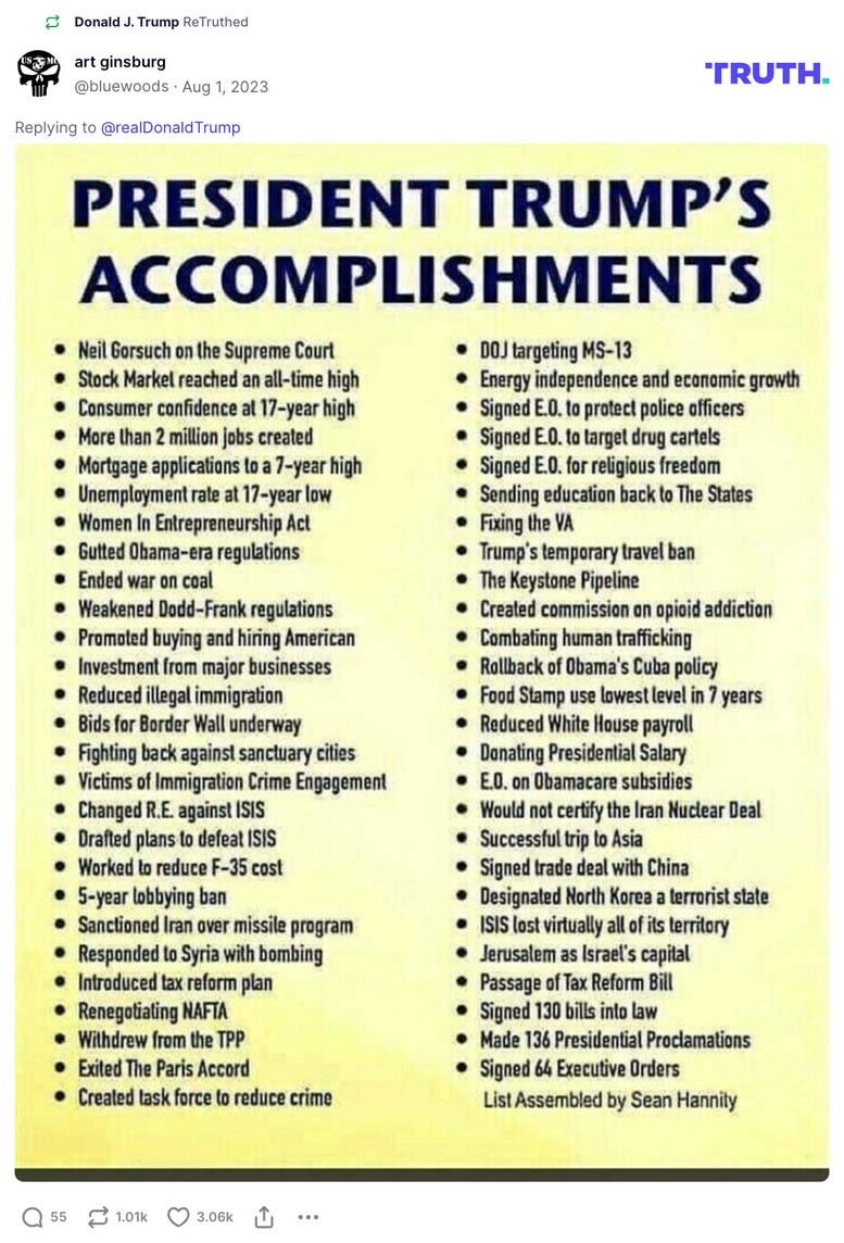 Post image from Donald Trump