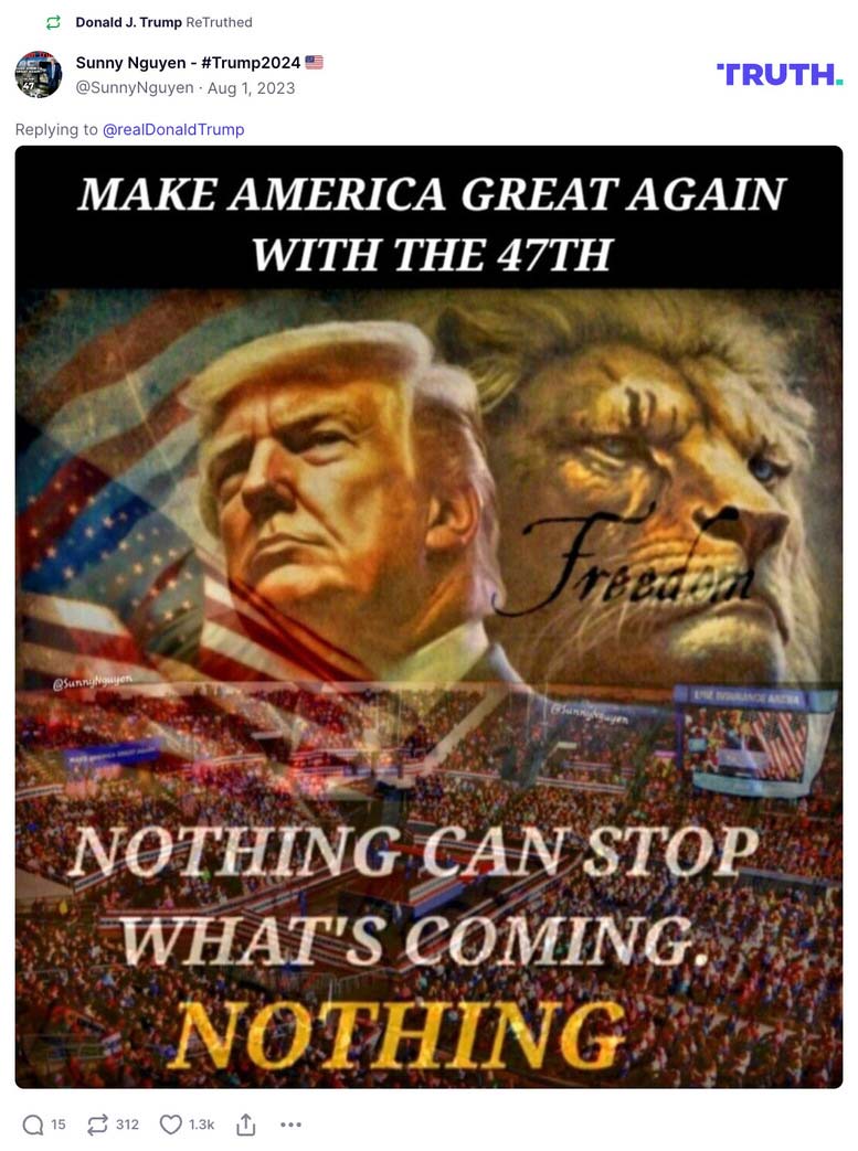 Post image from Donald Trump