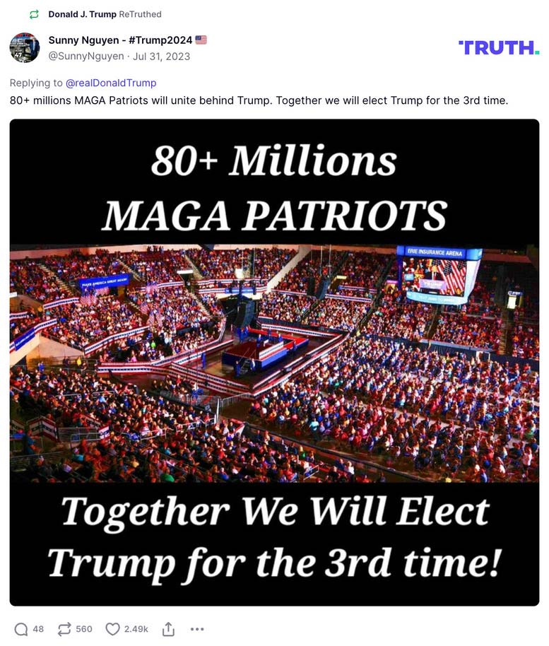 Post image from Donald Trump