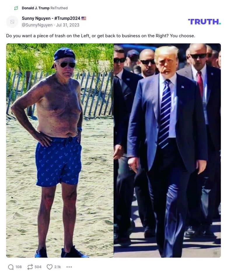 Post image from Donald Trump