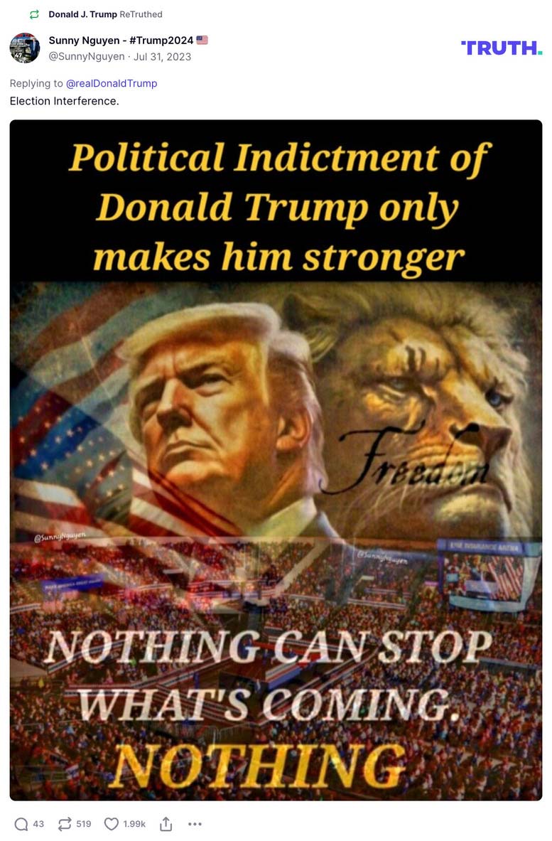 Post image from Donald Trump