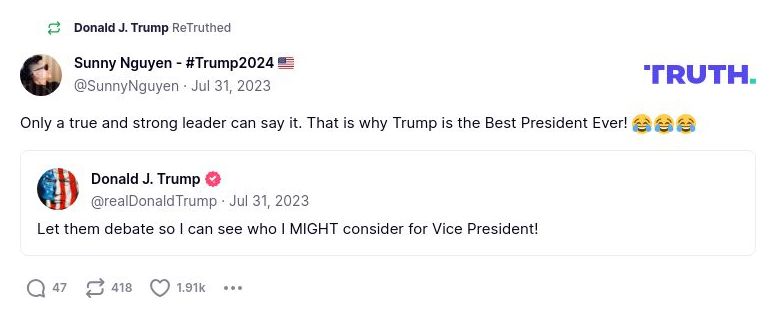 Post image from Donald Trump