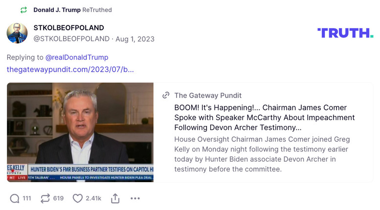 Post image from Donald Trump