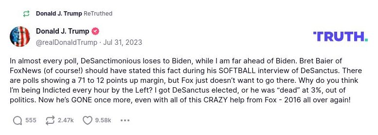 Post image from Donald Trump