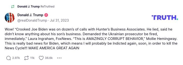 Post image from Donald Trump