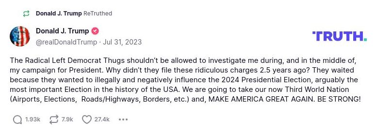 Post image from Donald Trump