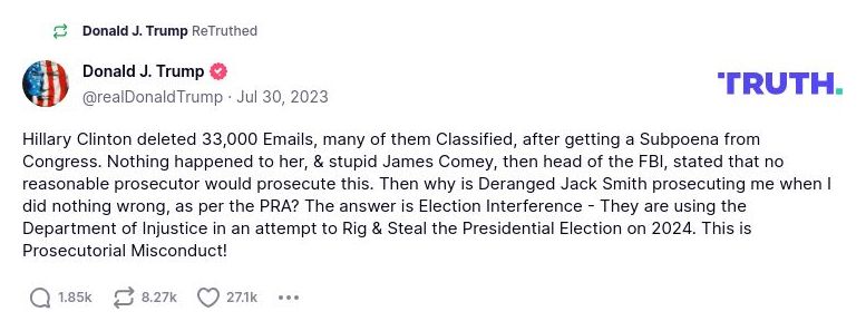 Post image from Donald Trump