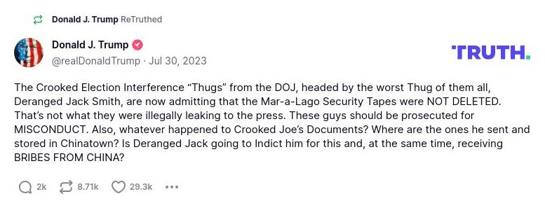 Post preview from Donald Trump