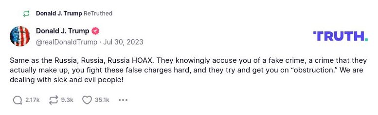 Post image from Donald Trump