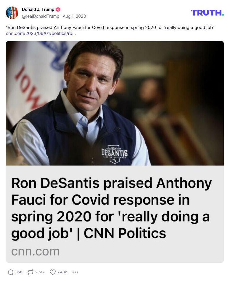 Post preview from Donald Trump