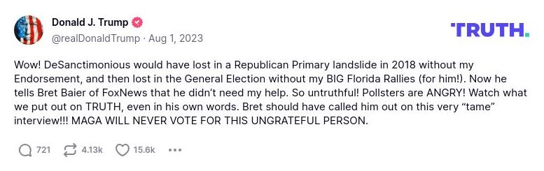 Post image from Donald Trump