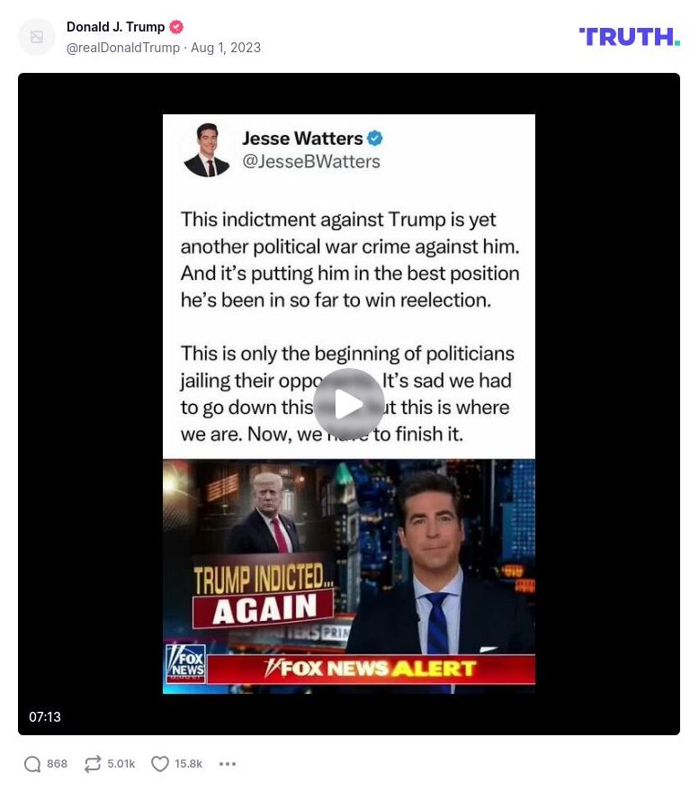 Post image from Donald Trump