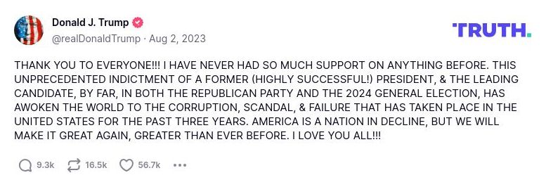 Post image from Donald Trump