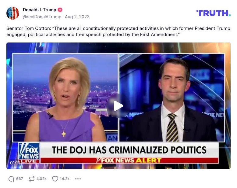 Post image from Donald Trump