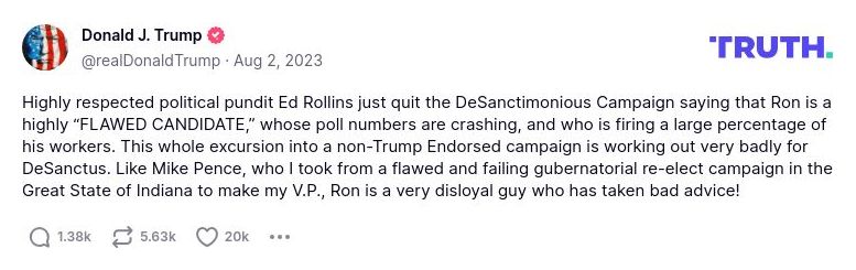 Post image from Donald Trump