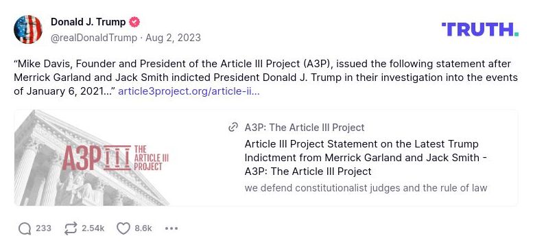 Post image from Donald Trump