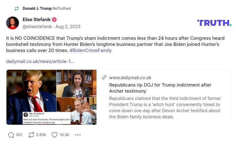 Post image from Donald Trump