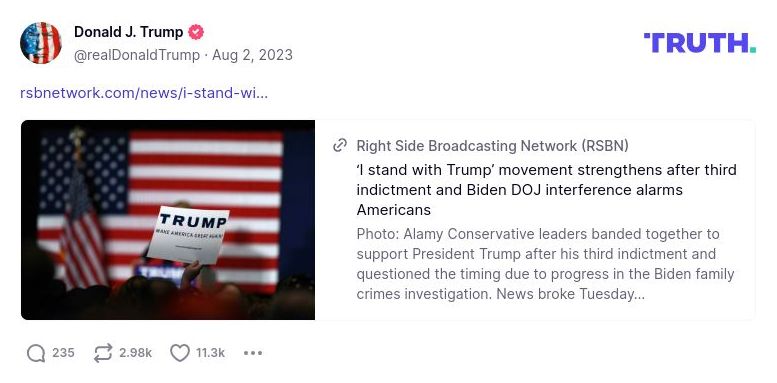 Post image from Donald Trump