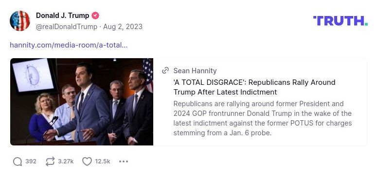 Post image from Donald Trump