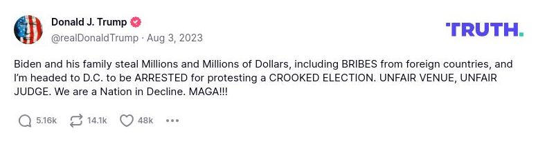 Post image from Donald Trump