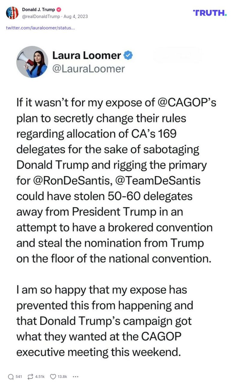 Post image from Donald Trump