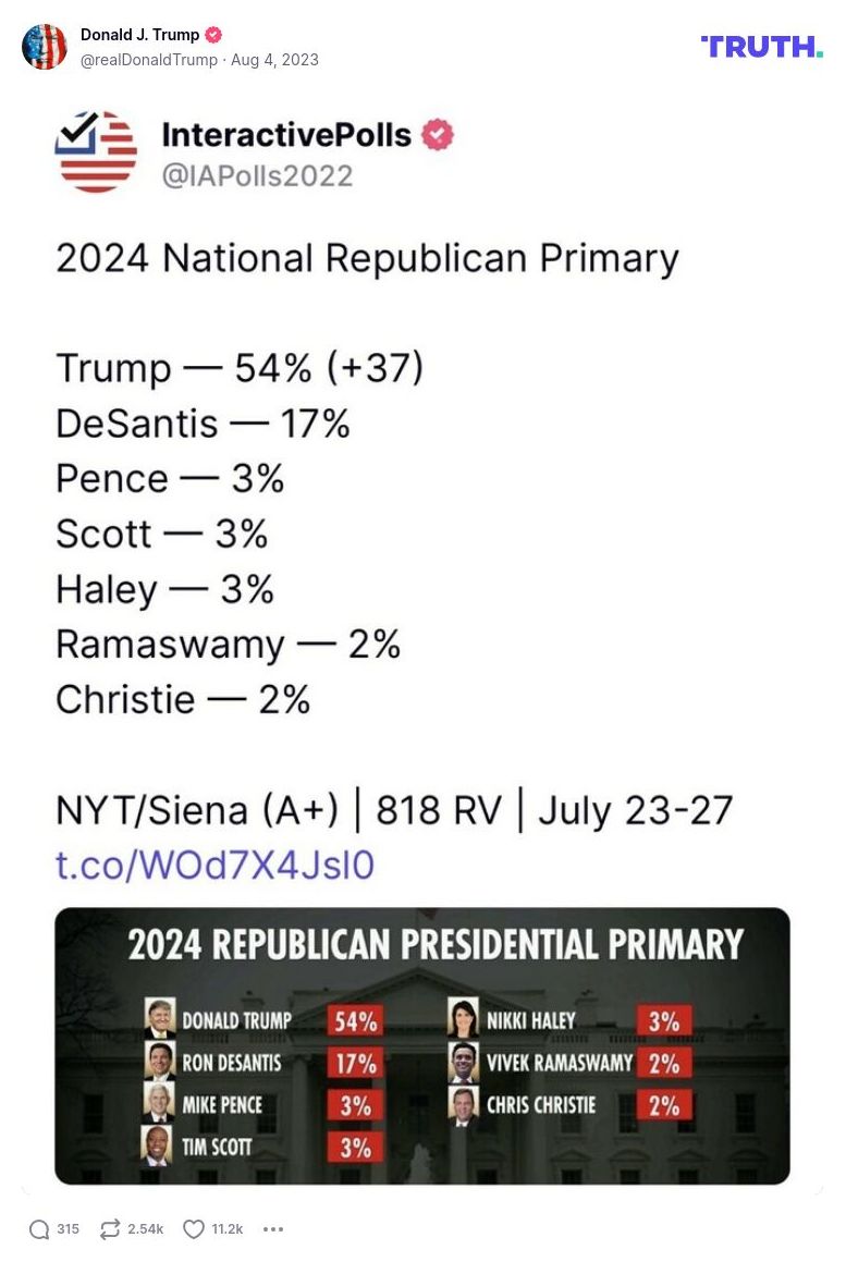 Post image from Donald Trump