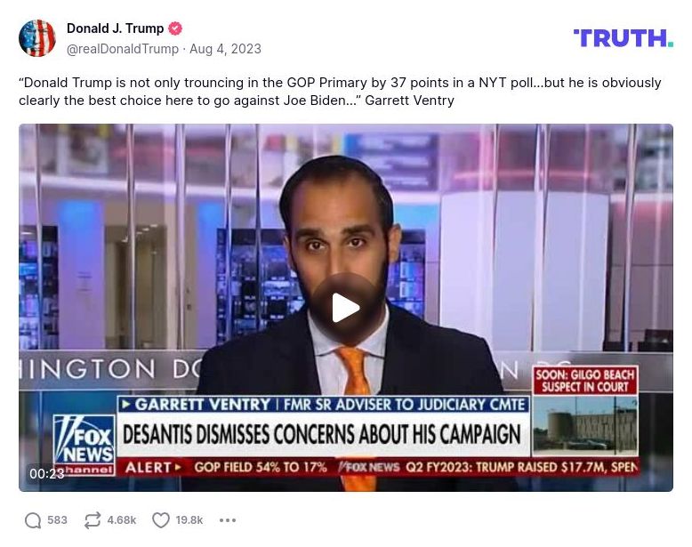 Post image from Donald Trump