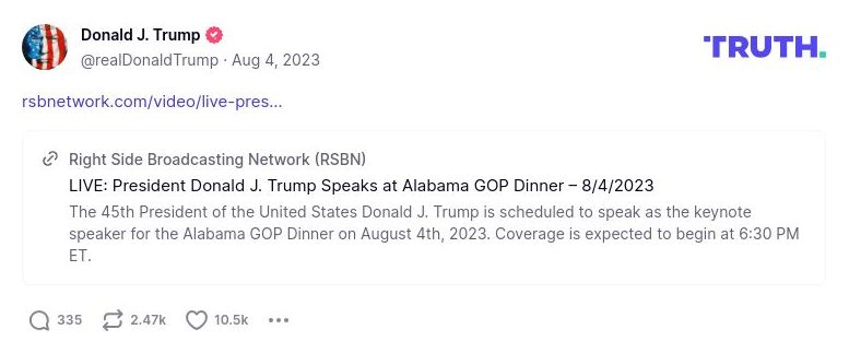 Post image from Donald Trump