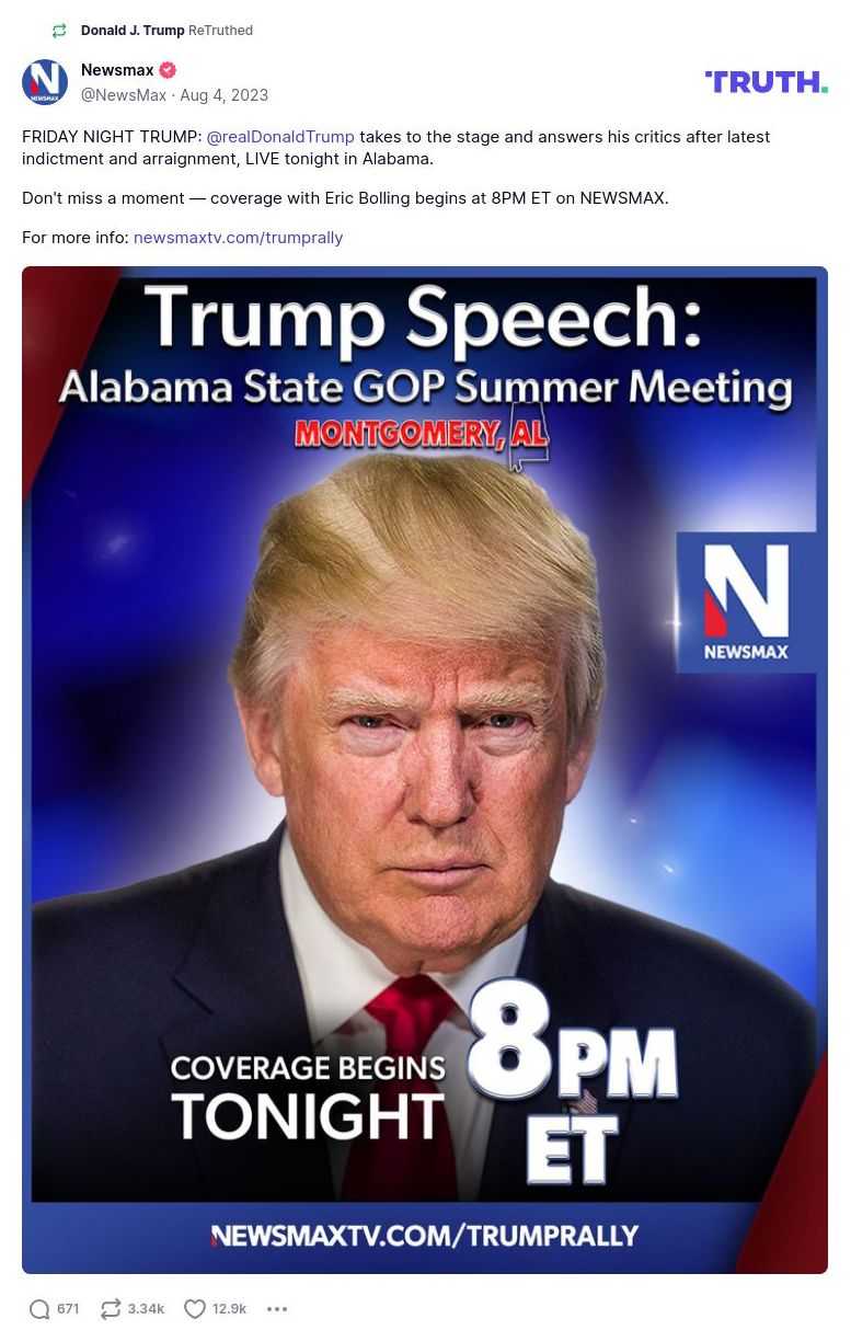 Post image from Donald Trump