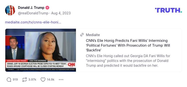 Post image from Donald Trump