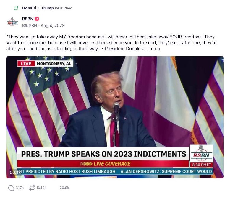 Post image from Donald Trump