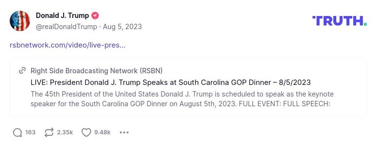 Post image from Donald Trump