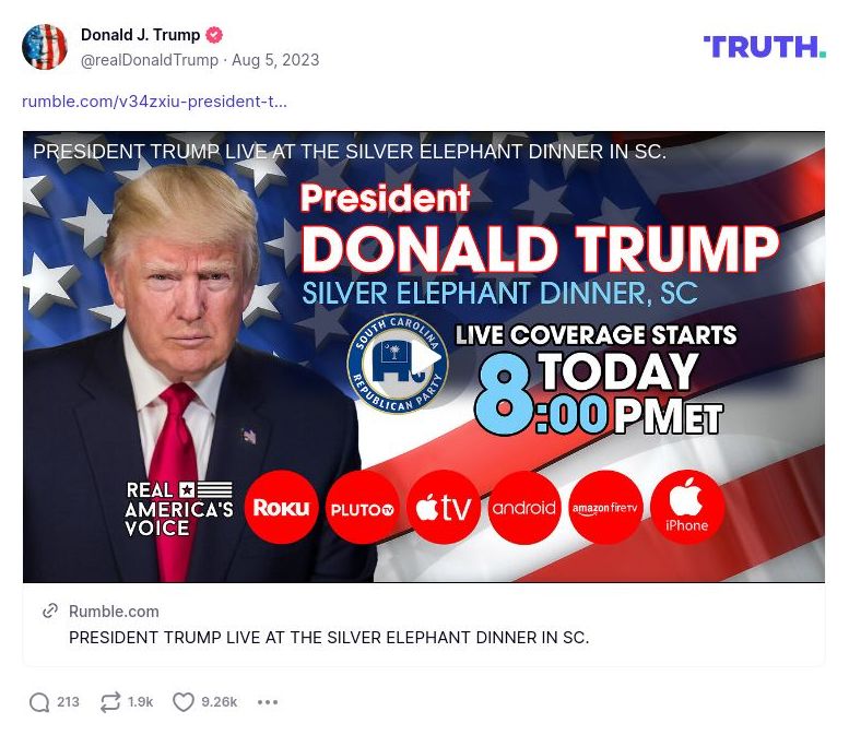 Post image from Donald Trump