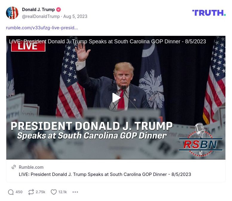 Post image from Donald Trump