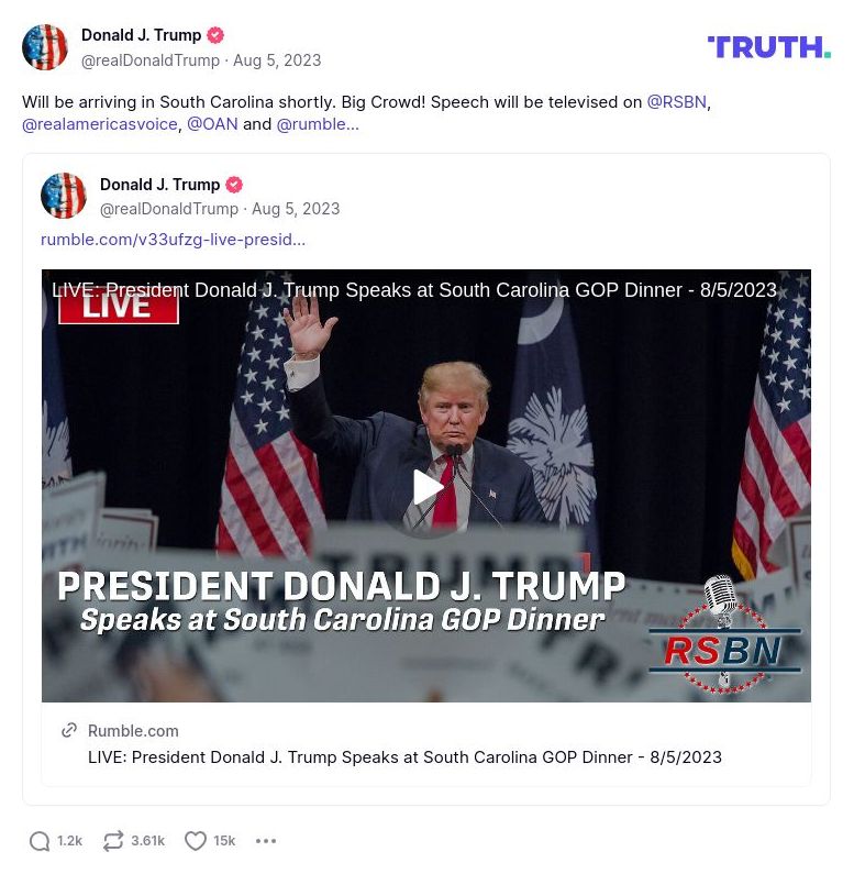 Post image from Donald Trump