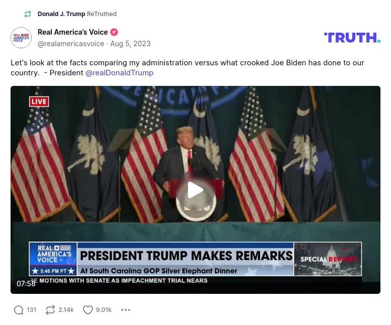 Post image from Donald Trump