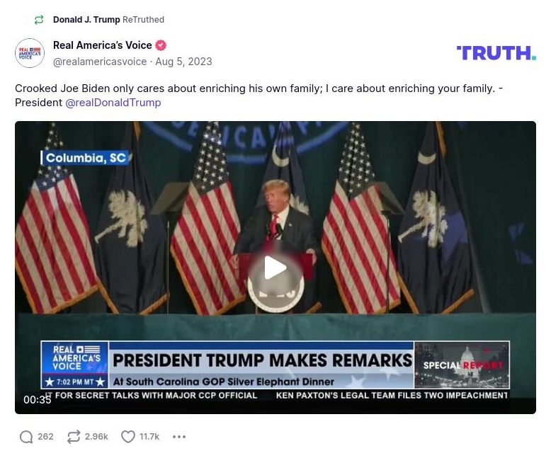 Post image from Donald Trump