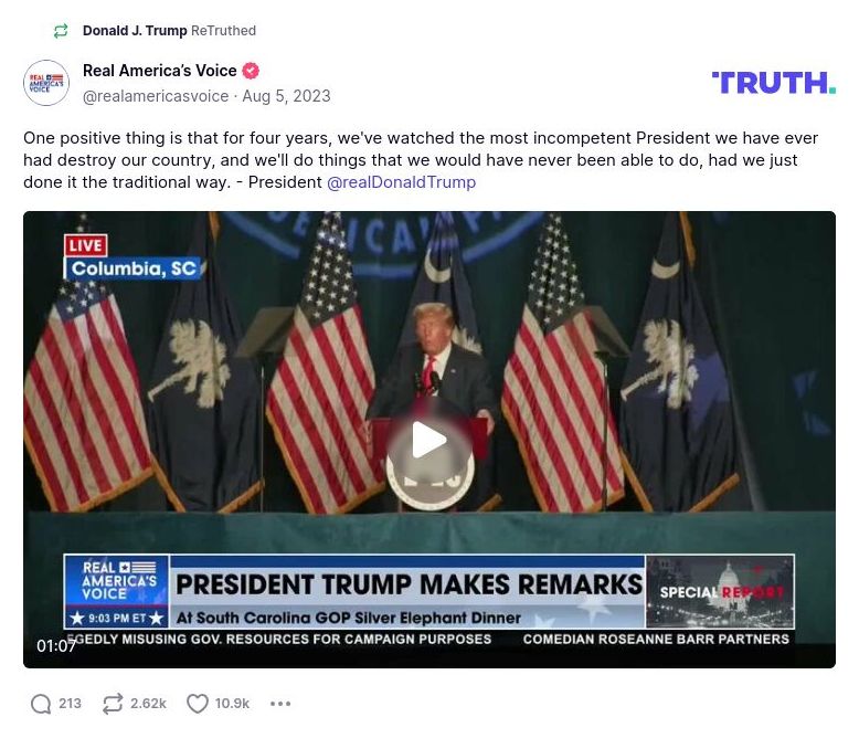 Post image from Donald Trump