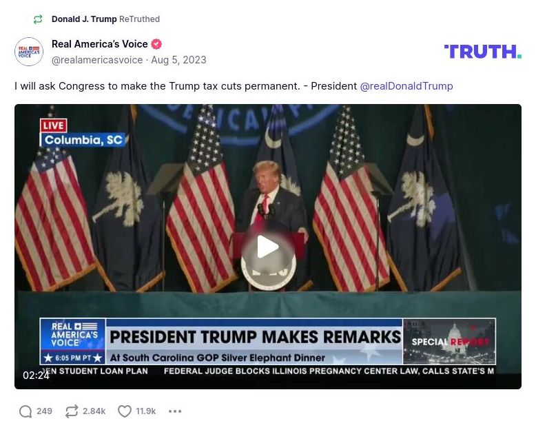 Post image from Donald Trump