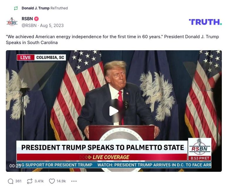 Post image from Donald Trump