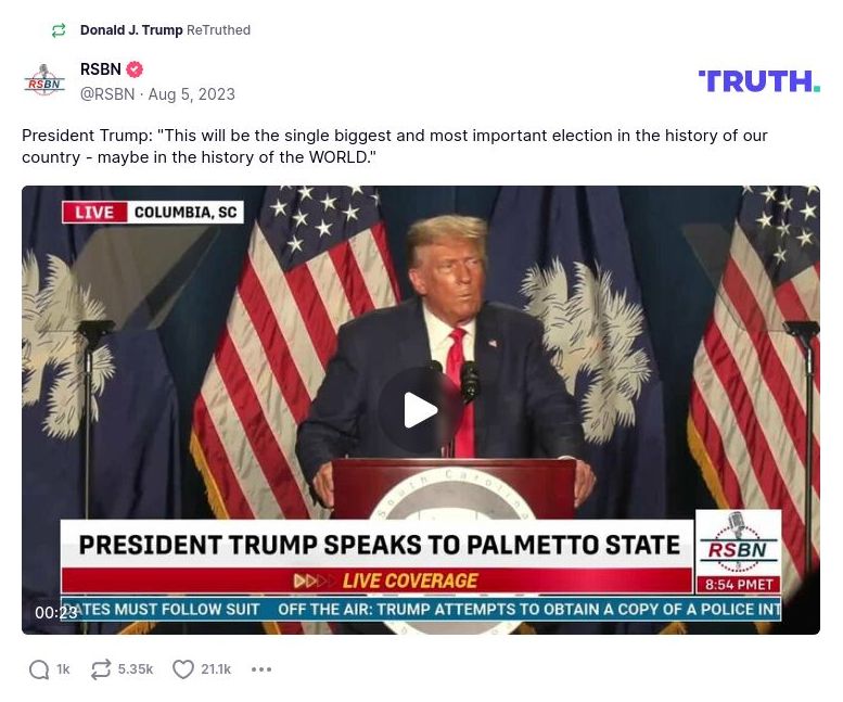 Post image from Donald Trump