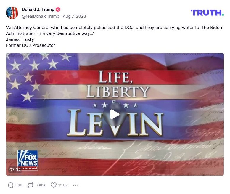 Post image from Donald Trump