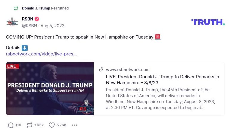 Post image from Donald Trump