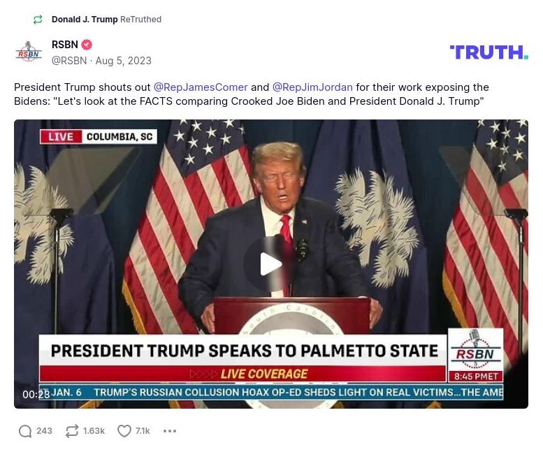 Post image from Donald Trump