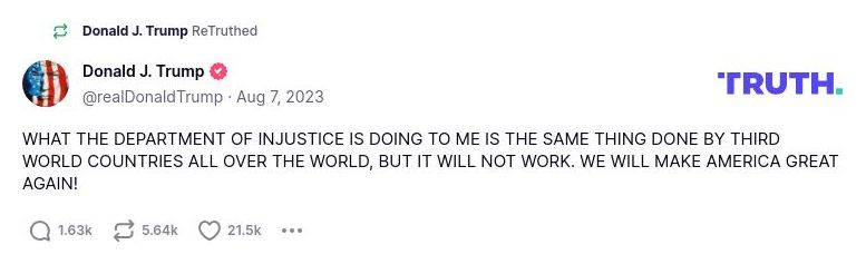 Post image from Donald Trump