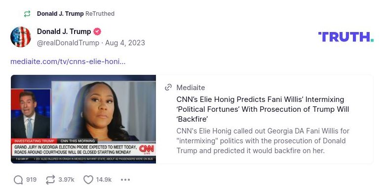 Post image from Donald Trump