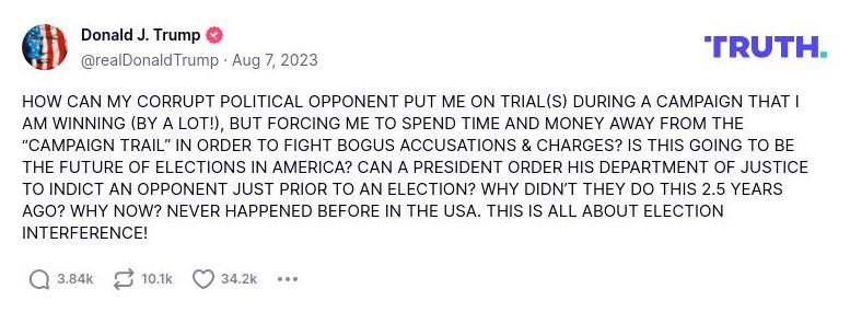 Post image from Donald Trump