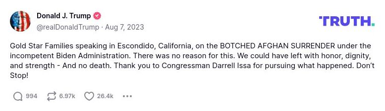 Post image from Donald Trump