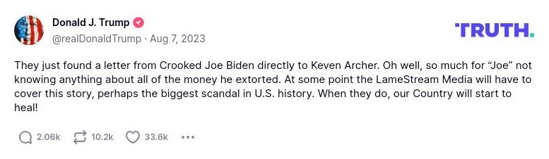 Post image from Donald Trump